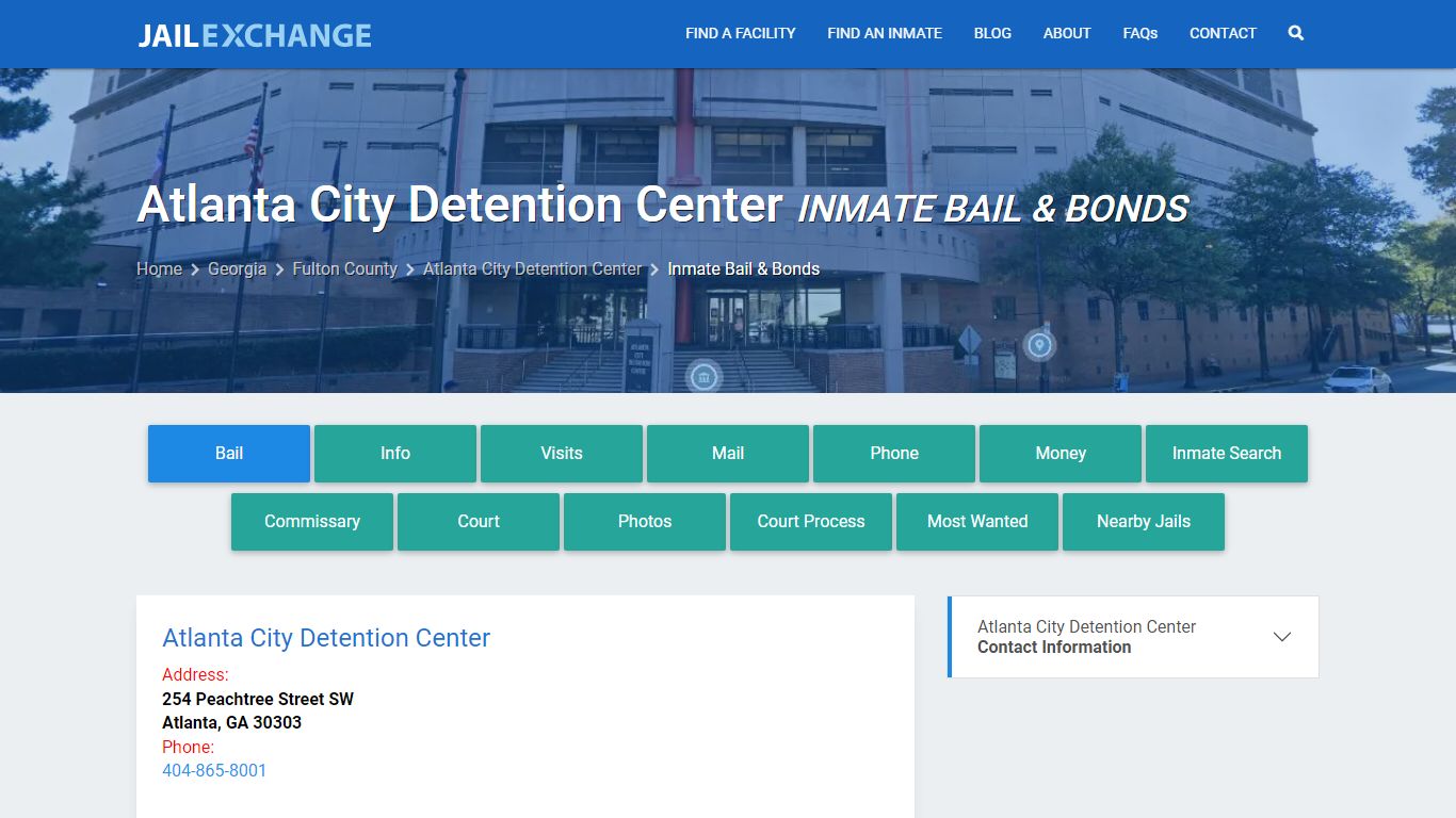 Bail & Bonds - Atlanta City Detention Center, GA - Jail Exchange